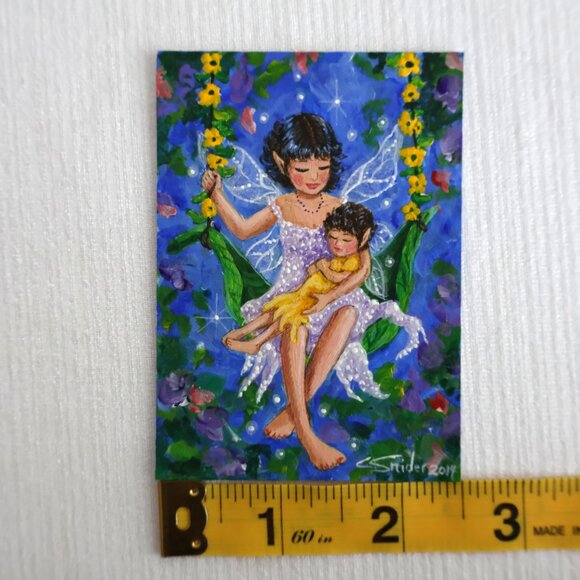 Miniature Art - ACEO - Fairy Art - Cute Animal Art - Art Cards for Trading - Picture 4 of 13